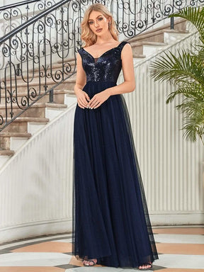 Größe Nach Maß Atemberaubendes ärmelloses Abendkleid mit hohem Bund aus Tüll und Pailletten 00277