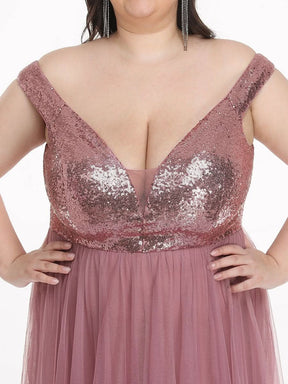 Größe Nach Maß Atemberaubendes ärmelloses Abendkleid mit hohem Bund aus Tüll und Pailletten 00277
