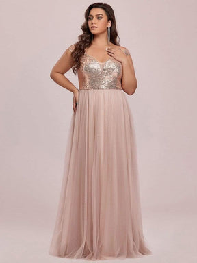 Größe Nach Maß Atemberaubendes ärmelloses Abendkleid mit hohem Bund aus Tüll und Pailletten 00277