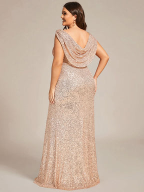 Größe Nach Maß Ärmelloses figurbetontes Pailletten-Abendkleid mit V-Ausschnitt EE01595