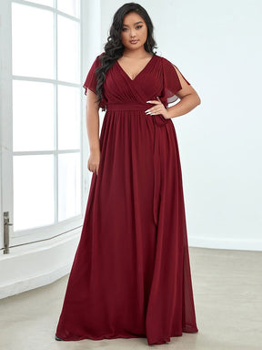 Größe Nach Maß Plissee-Abendkleid in A-Linie mit Taillenbund EE0164A
