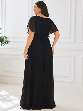Größe Nach Maß Plissee-Abendkleid in A-Linie mit Taillenbund EE0164A