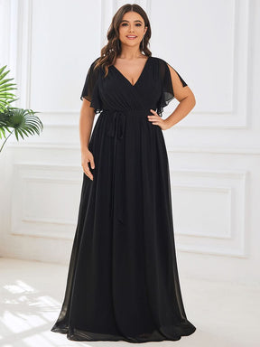 Größe Nach Maß Plissee-Abendkleid in A-Linie mit Taillenbund EE0164A