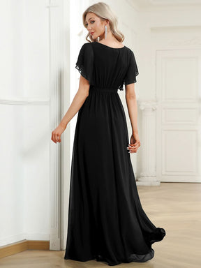 Größe Nach Maß Plissee-Abendkleid in A-Linie mit Taillenbund EE0164A