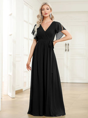 Größe Nach Maß Plissee-Abendkleid in A-Linie mit Taillenbund EE0164A