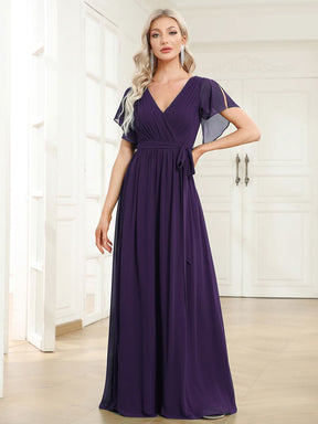 Größe Nach Maß Plissee-Abendkleid in A-Linie mit Taillenbund EE0164A