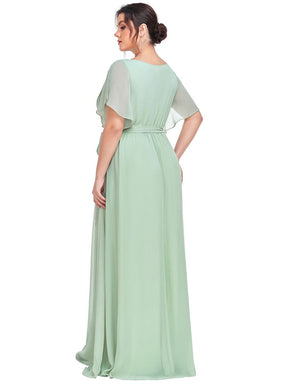 Größe Nach Maß Plissee-Abendkleid in A-Linie mit Taillenbund EE0164A