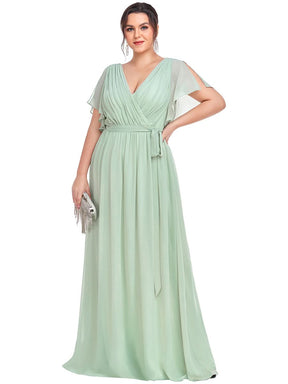 Größe Nach Maß Plissee-Abendkleid in A-Linie mit Taillenbund EE0164A