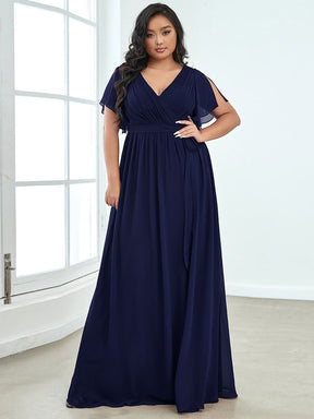 Größe Nach Maß Plissee-Abendkleid in A-Linie mit Taillenbund EE0164A
