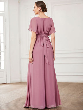 Größe Nach Maß Plissee-Abendkleid in A-Linie mit Taillenbund EE0164A