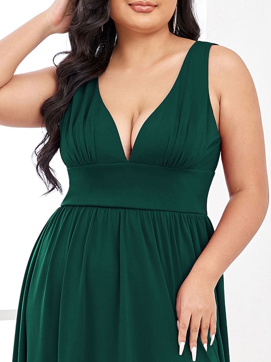 V-Ausschnitt Bodenlaenge Sleeveless Abendkleider #farbe_Dunkel Gruen