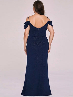Größe Nach Maß V Neck Pailletten Kalte Schulter Split Plus Size Abendkleid 50088