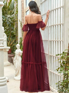 Größe Nach Maß Schulterfreies plissiertes Tüll-Abendkleid mit Herzausschnitt 50126