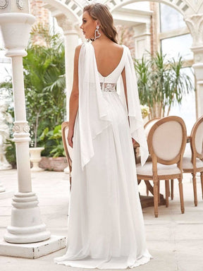 Color=Cream | Langes Brautkleid mit tiefem V-Ausschnitt und Applikationen-Cream 2