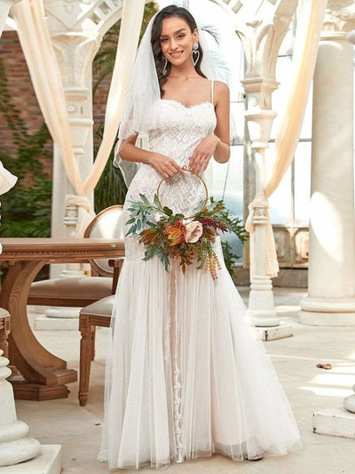 Größe Nach Maß Schatz-Spaghettitraeger Meerjungfrau Hochzeitskleid 90355
