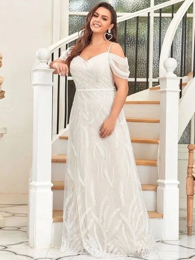 Größe Nach Maß Besticktes schulterfreies herzförmiges Hochzeitskleid 90362