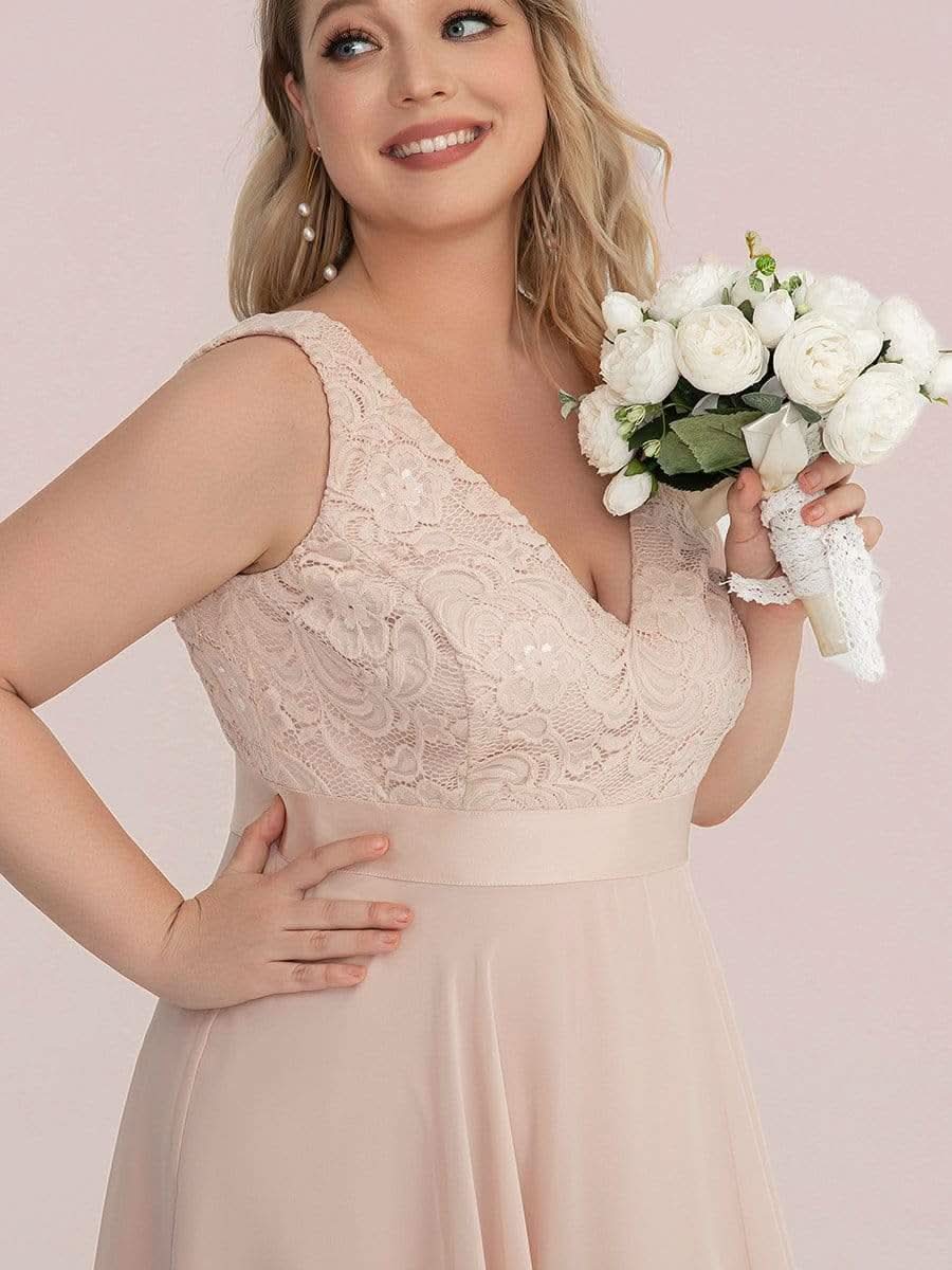Spitze Asymmetrischer Saum Cocktailkleider Große Größen #farbe_Blush