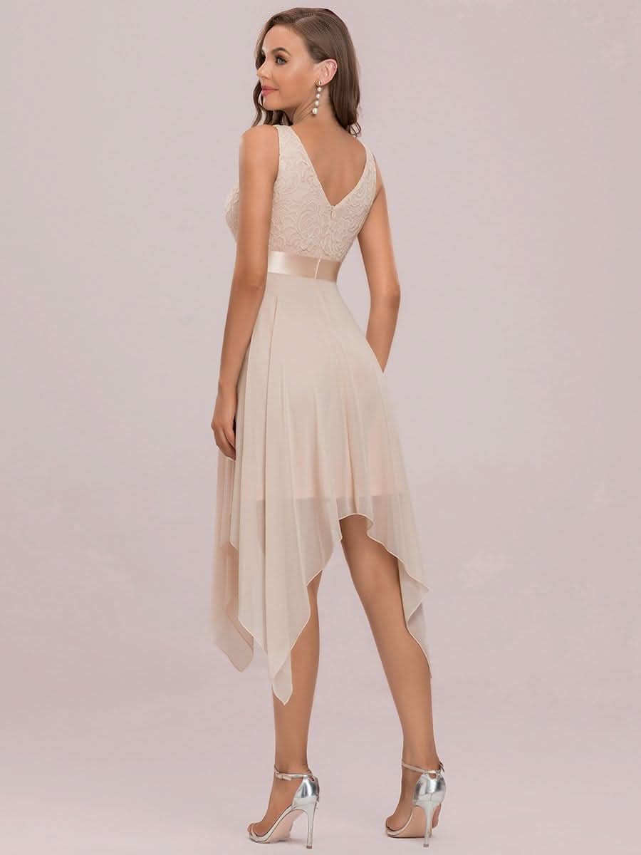 Atemberaubende V-Ausschnitt Spitze & Chiffon Ballkleider 00207 #farbe_Blush