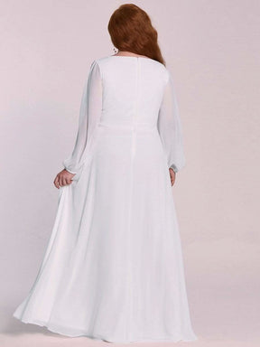 Größe Nach Maß Elegantes tiefes V-Laterne langes Schlitzärmel-Applikations-Maxi-Abendkleid 00461
