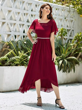 Größe Nach Maß Laessiges A-Linien-Midikleid für Frauen mit unregelmaessigem Saum 00465