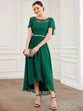 Größe Nach Maß Laessiges A-Linien-Midikleid für Frauen mit unregelmaessigem Saum 00465