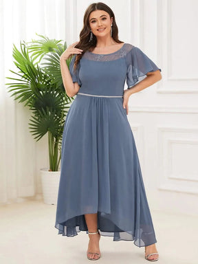 Größe Nach Maß Laessiges A-Linien-Midikleid für Frauen mit unregelmaessigem Saum 00465