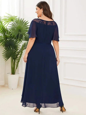Größe Nach Maß Laessiges A-Linien-Midikleid für Frauen mit unregelmaessigem Saum 00465