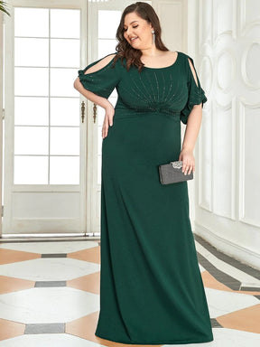 Color=Dark Green | Plus Size Trendy Bodenlanges Abendkleid Mit Rundem Hals Für Frauen 00544-Dark Green 4