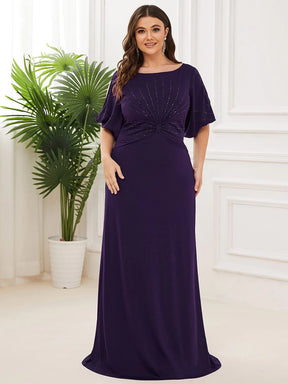 Color=Dunkel Violett | Plus Size Trendy Bodenlanges Abendkleid Mit Rundem Hals Für Frauen 00544-Dunkel Violett 6