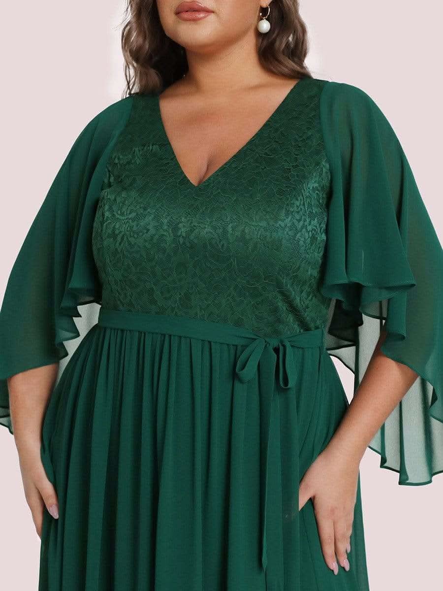 Color=Dunkel Gruen | Elegantes Maxi-Abendkleid aus Chiffon mit tiefem V-Ausschnitt-Dunkel Gruen 8