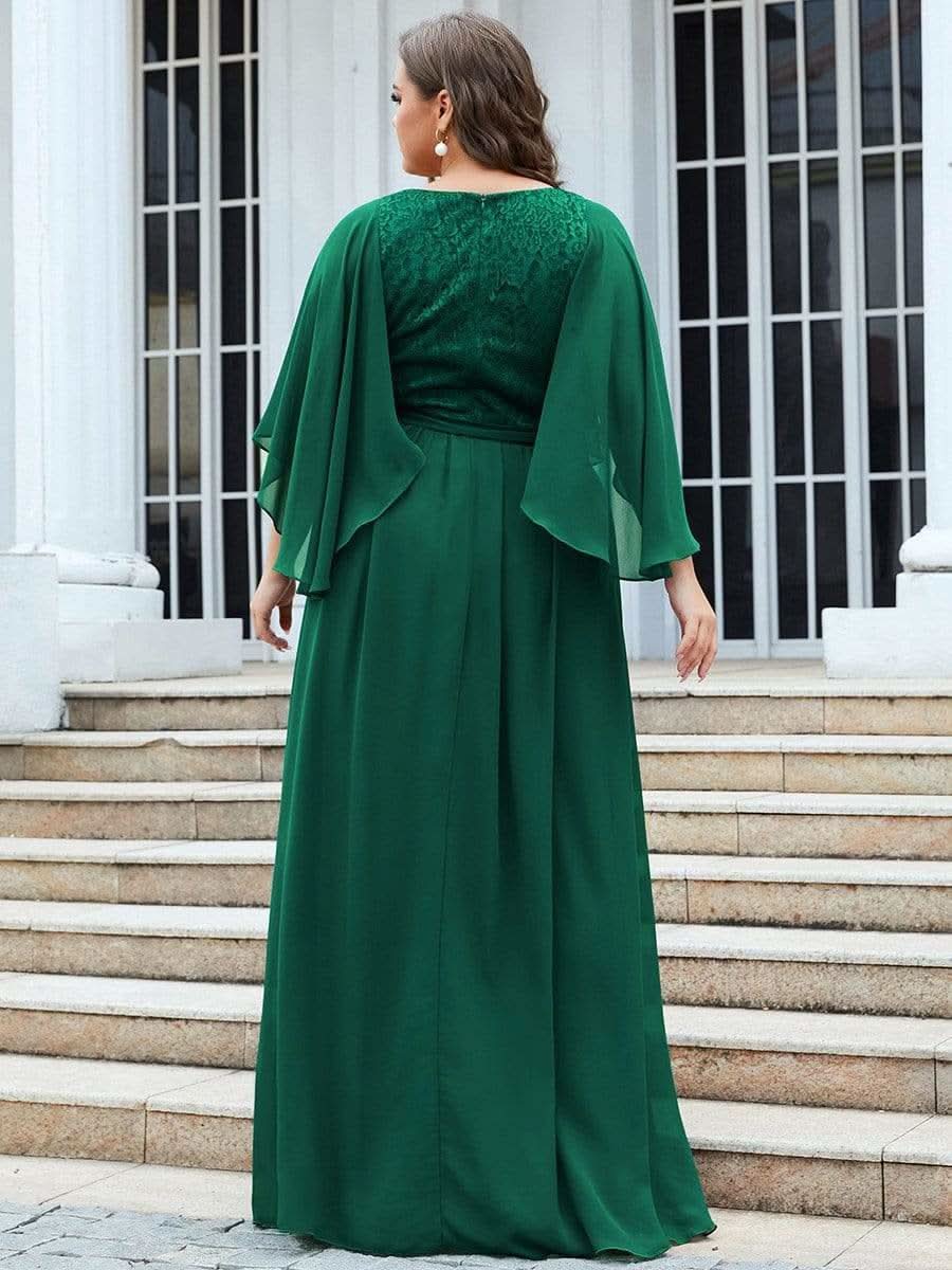 Color=Dunkel Gruen | Elegantes Maxi-Abendkleid aus Chiffon mit tiefem V-Ausschnitt-Dunkel Gruen 7
