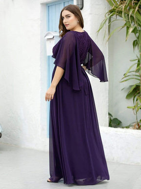 Color=Dunkel Violett | Elegantes Maxi-Abendkleid aus Chiffon mit tiefem V-Ausschnitt-Dunkel Violett 7