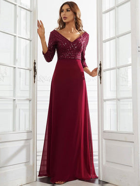 Größe Nach Maß Sexy V-Ausschnitt A-Linie Pailletten Abendkleid 00751