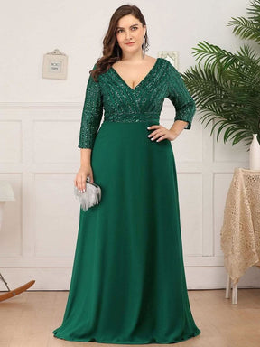 Größe Nach Maß Sexy V-Ausschnitt A-Linie Pailletten Abendkleid 00751