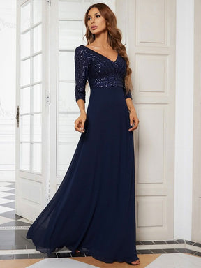 Größe Nach Maß Sexy V-Ausschnitt A-Linie Pailletten Abendkleid 00751