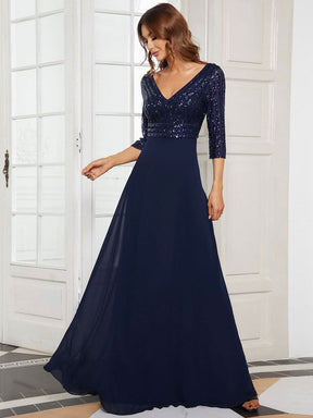 Größe Nach Maß Sexy V-Ausschnitt A-Linie Pailletten Abendkleid 00751