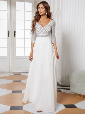 Größe Nach Maß Sexy V-Ausschnitt A-Linie Pailletten Abendkleid 00751