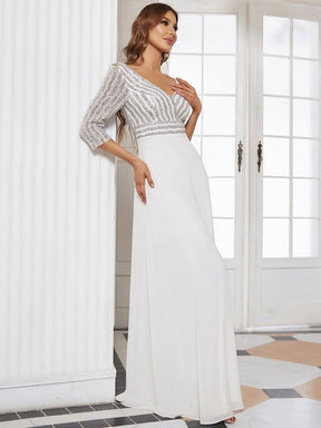 Größe Nach Maß Sexy V-Ausschnitt A-Linie Pailletten Abendkleid 00751