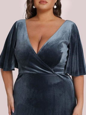 Größe Nach Maß Elegant Samt V-Ausschnitt fuer Damen Abend Maxikleid 00861