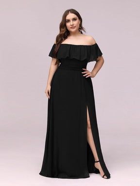 Größe Nach Maß Frauen A-Linie Schulterfrei Split Chiffon Brautjungfernkleider 00968