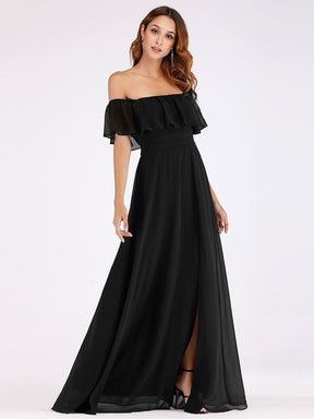 Größe Nach Maß Frauen A-Linie Schulterfrei Split Chiffon Brautjungfernkleider 00968