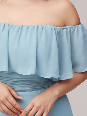 Größe Nach Maß Frauen A-Linie Schulterfrei Split Chiffon Brautjungfernkleider 00968