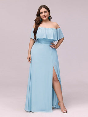 Größe Nach Maß Frauen A-Linie Schulterfrei Split Chiffon Brautjungfernkleider 00968