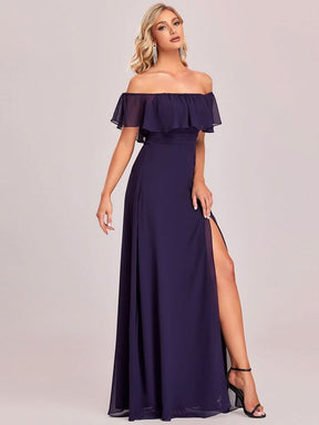 Größe Nach Maß Frauen A-Linie Schulterfrei Split Chiffon Brautjungfernkleider 00968