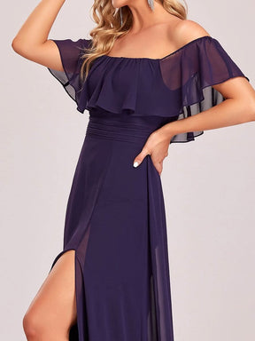 Größe Nach Maß Frauen A-Linie Schulterfrei Split Chiffon Brautjungfernkleider 00968