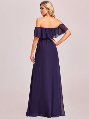 Größe Nach Maß Frauen A-Linie Schulterfrei Split Chiffon Brautjungfernkleider 00968