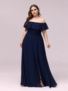 Größe Nach Maß Frauen A-Linie Schulterfrei Split Chiffon Brautjungfernkleider 00968