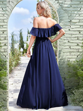 Größe Nach Maß Frauen A-Linie Schulterfrei Split Chiffon Brautjungfernkleider 00968