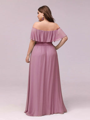 Größe Nach Maß Frauen A-Linie Schulterfrei Split Chiffon Brautjungfernkleider 00968