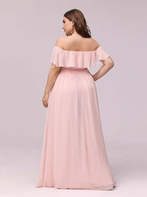 Größe Nach Maß Frauen A-Linie Schulterfrei Split Chiffon Brautjungfernkleider 00968